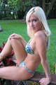 Hot blonde Russian model with cute bikini